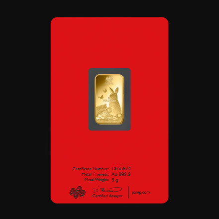 5g PAMP Lunar Rabbit 2023 Gold Bar - Tavex United Kingdom