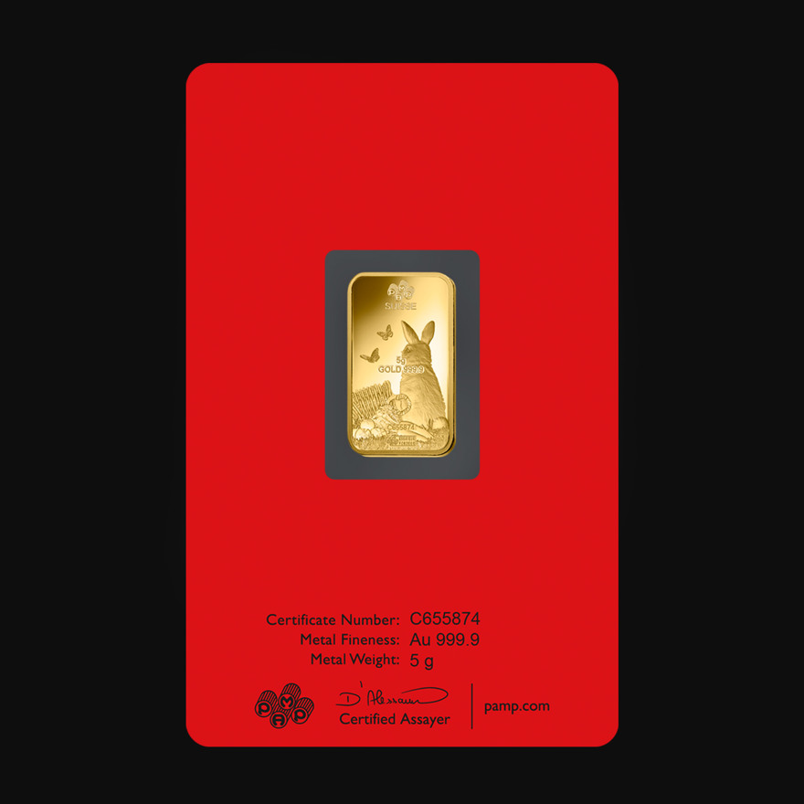 5g PAMP Lunar Rabbit 2023 Gold Bar - Tavex United Kingdom