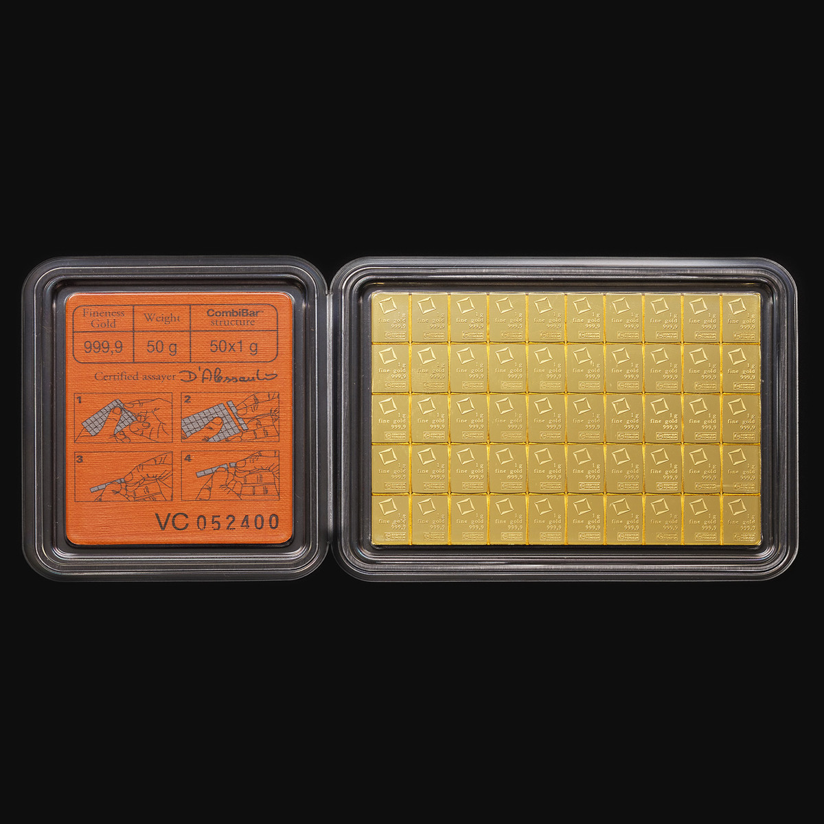 50x1g Gold CombiBar Valcambi