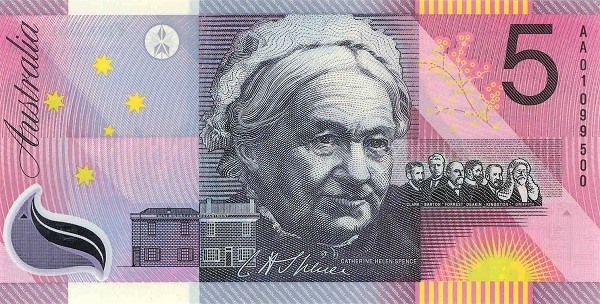 Reverse of banknote 5 Australian dollar