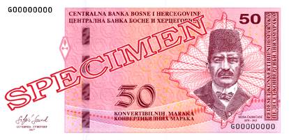 Obverse of banknote 50 Bosnian Mark