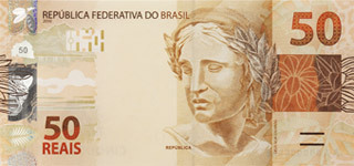 Obverse of new series banknote 50 Brazilian real