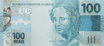 Obverse of new series banknote 100 Brazilian real