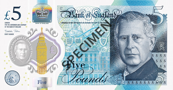 Front of the King Charles III note
