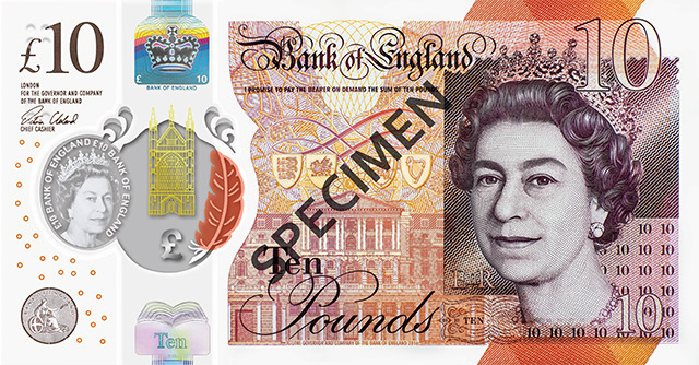 Front of the Queen Elizabeth II note