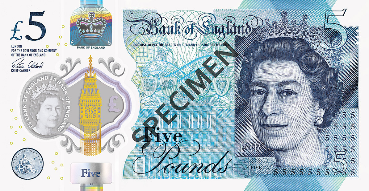Front of the Queen Elizabeth II note