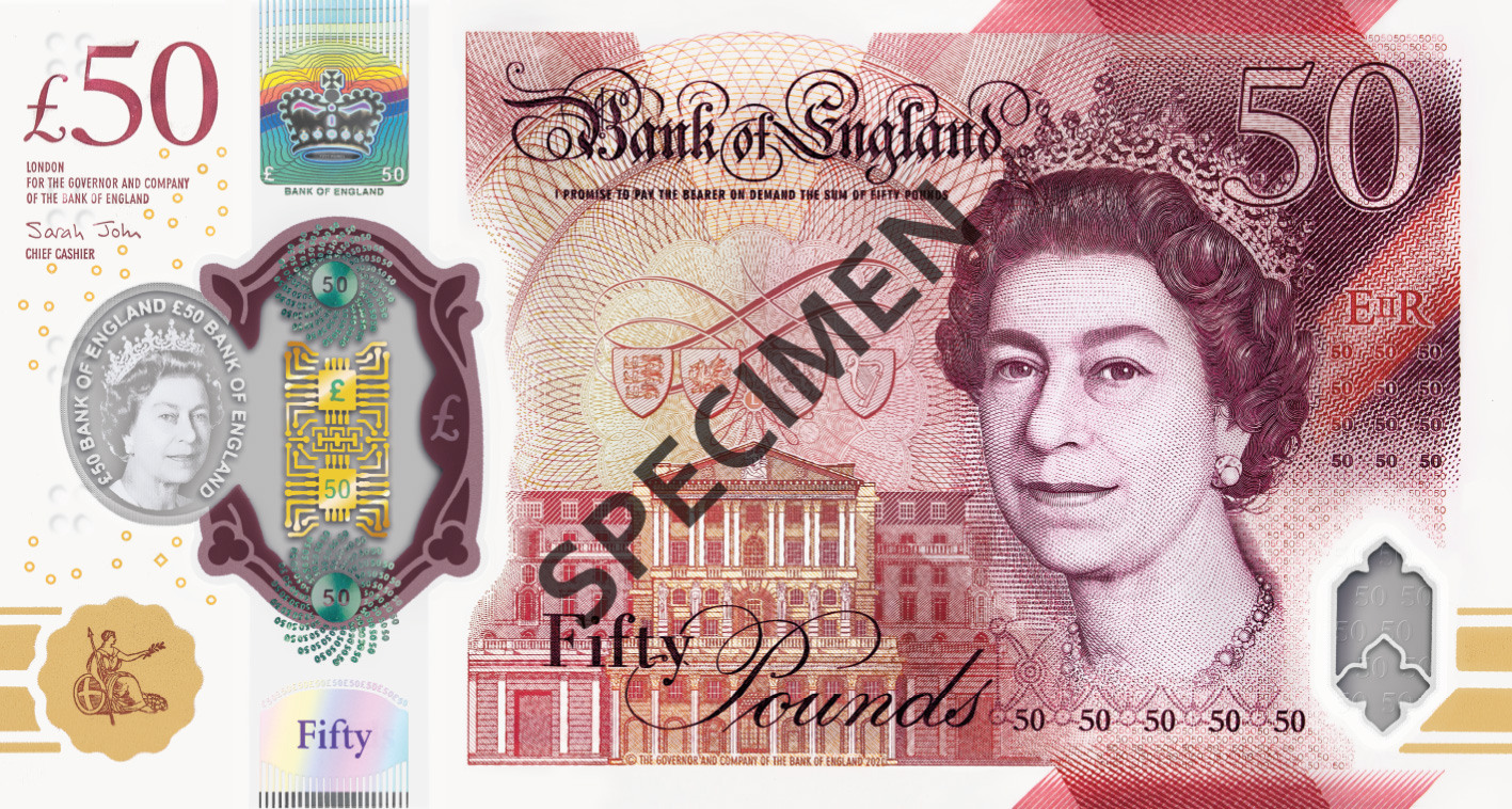 Front of the Queen Elizabeth II note