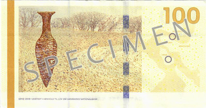 Reverse of banknote 100 Danish krone
