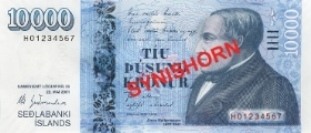 Obverse of banknote 10000 Iceland krone