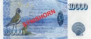 Reverse of banknote 10000 Iceland krone