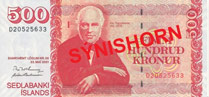 Obverse of banknote 500 Iceland krone