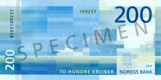 Reverse of banknote 200 Norwegian krone