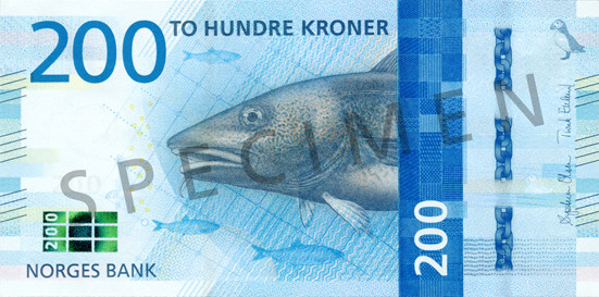 Obverse of banknote 200 Norwegian krone