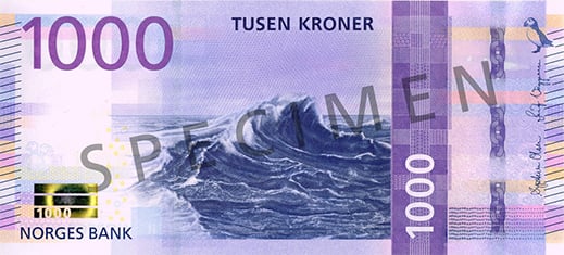 Obverse of banknote 1000 Norwegian krone