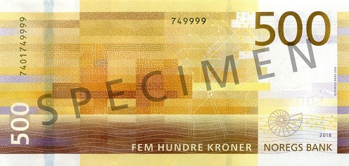 Reverse of banknote 500 Norwegian krone