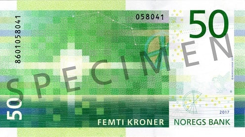 Reverse of banknote 50 Norwegian krone