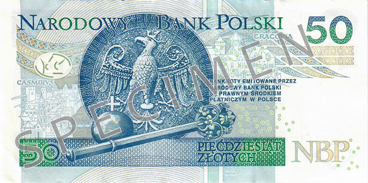 Reverse of new series banknote 50 Polish zloty