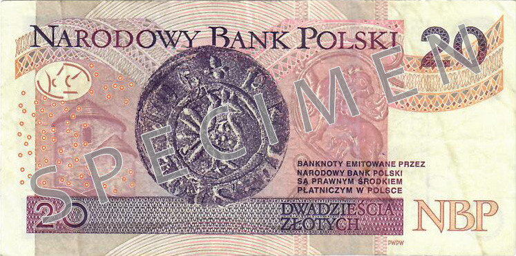 Reverse of new series banknote 20 Polish zloty