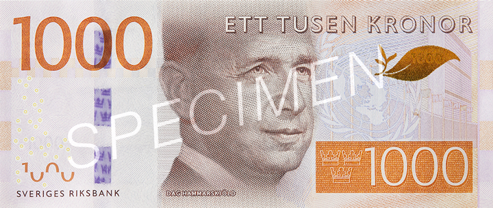 Obverse of banknote 1000 Swedish krone