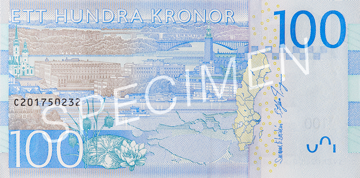 Reverse of banknote 100 Swedish krone