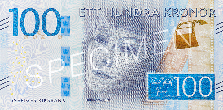 Obverse of banknote 100 Swedish krone