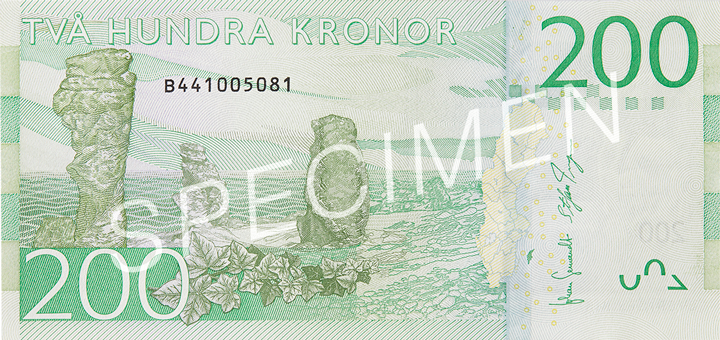 Reverse of banknote 200 Swedish krone
