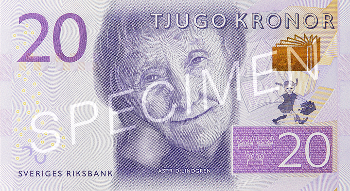 Obverse of banknote 20 Swedish krone