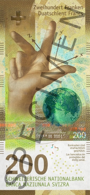 Obverse of banknote 200 Swiss franc
